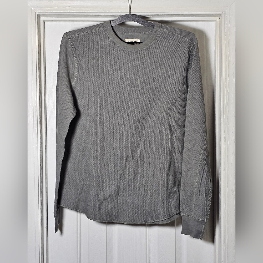 Buck Mason Vintage Thermal Surplus Long Sleeve Tee Shirt Sz Small Seafoam Grey